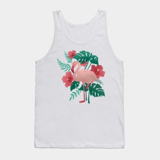 Flamingo: Pink and Green Tank Top